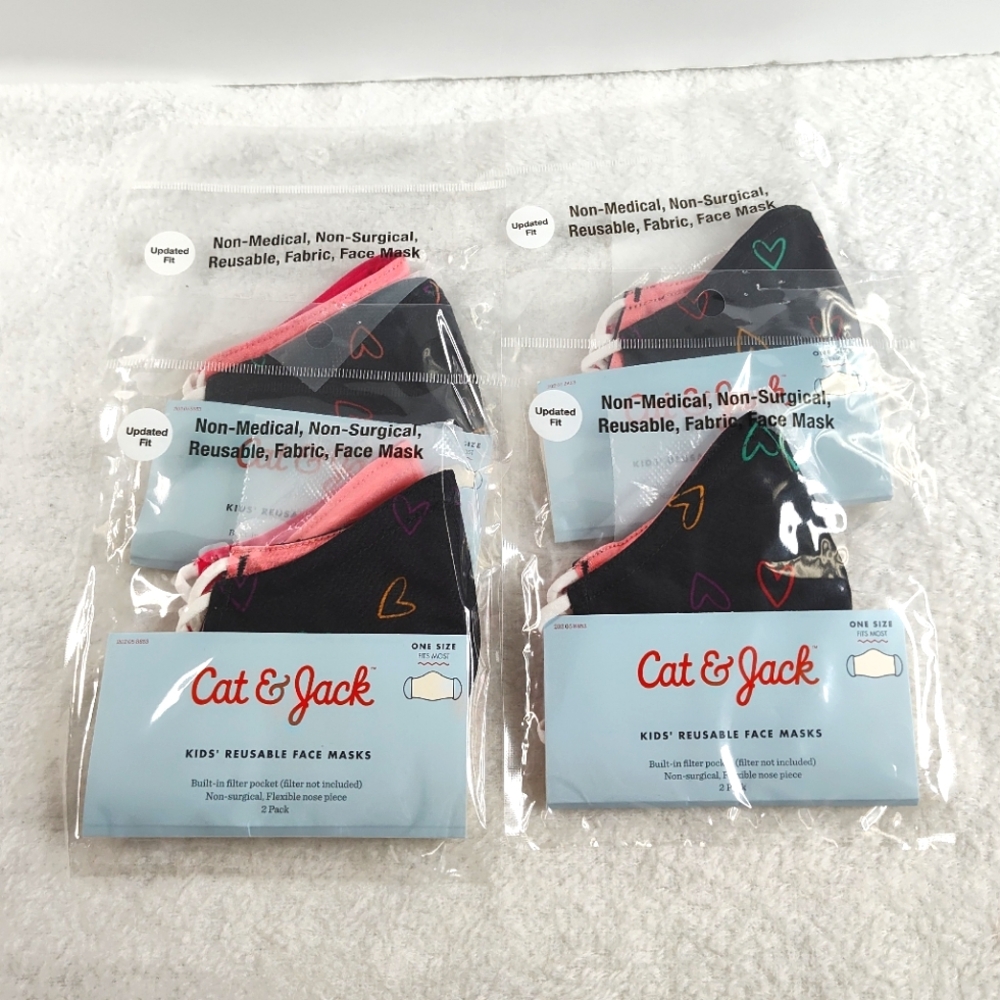 Cat & Jack Reusable Face Masks - Black and Pink 4 Packs